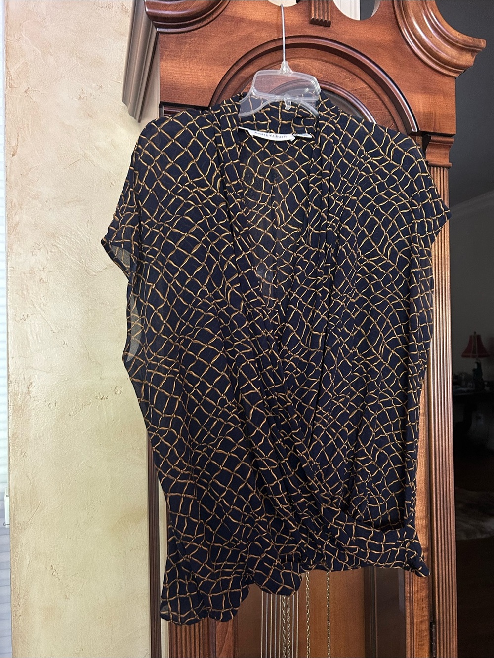 Anne Klein Black Top and Skirt with Gold Chain-Link Pattern
